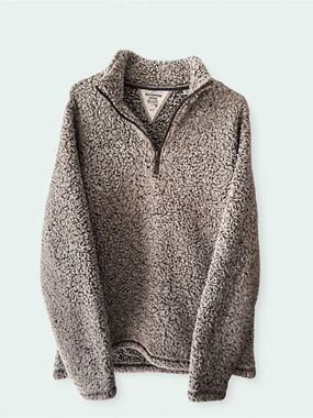 Taupe Sherpa 1/4 Zip Pullover Sweater